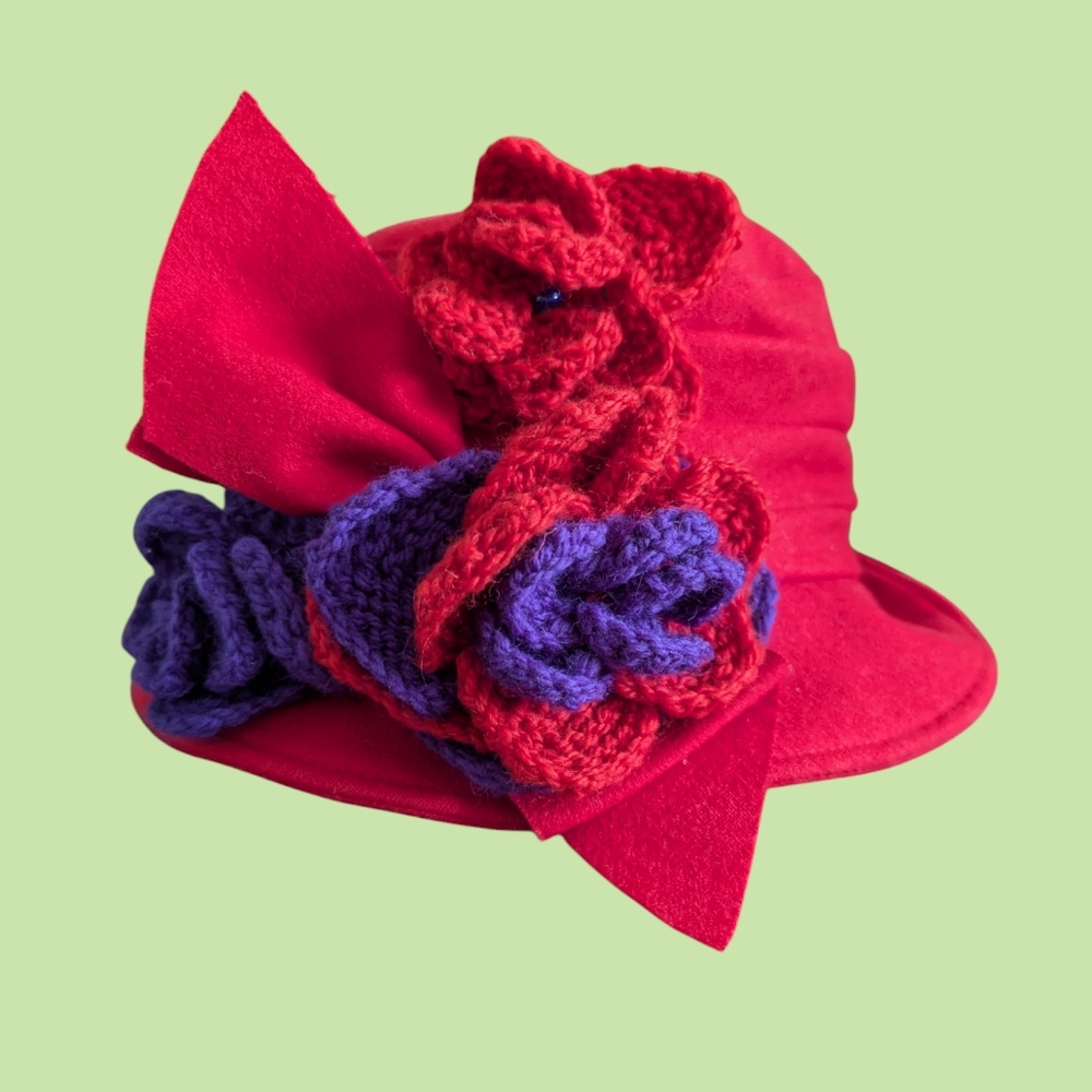 Vintage Liz Claiborne Unique Red Wool Hat